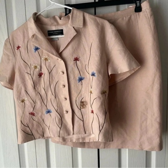 Vintage Donna Morgan Petite Size 12 floral business suit cottage white fairy - Picture 3 of 11